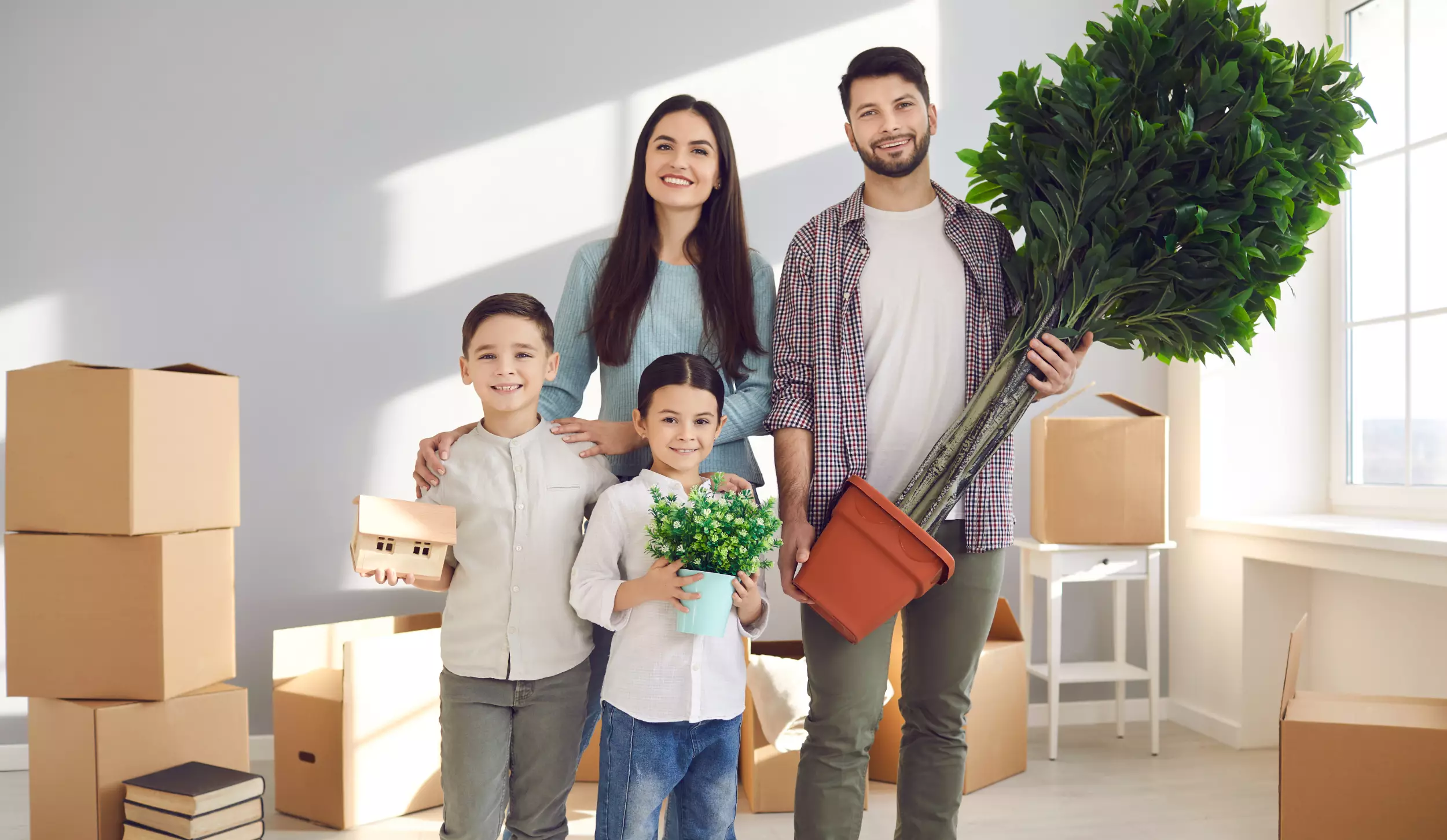 A young family moving into a new home